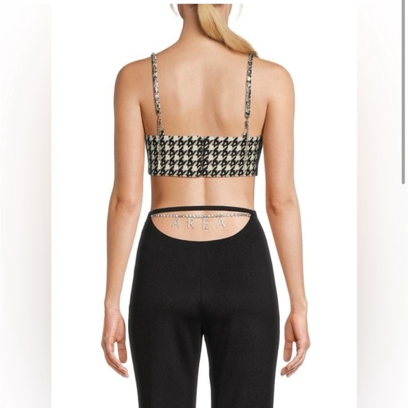 AREA Houndstooth Heart Wool Blend Crop Top size 0 - Picture 3 of 6